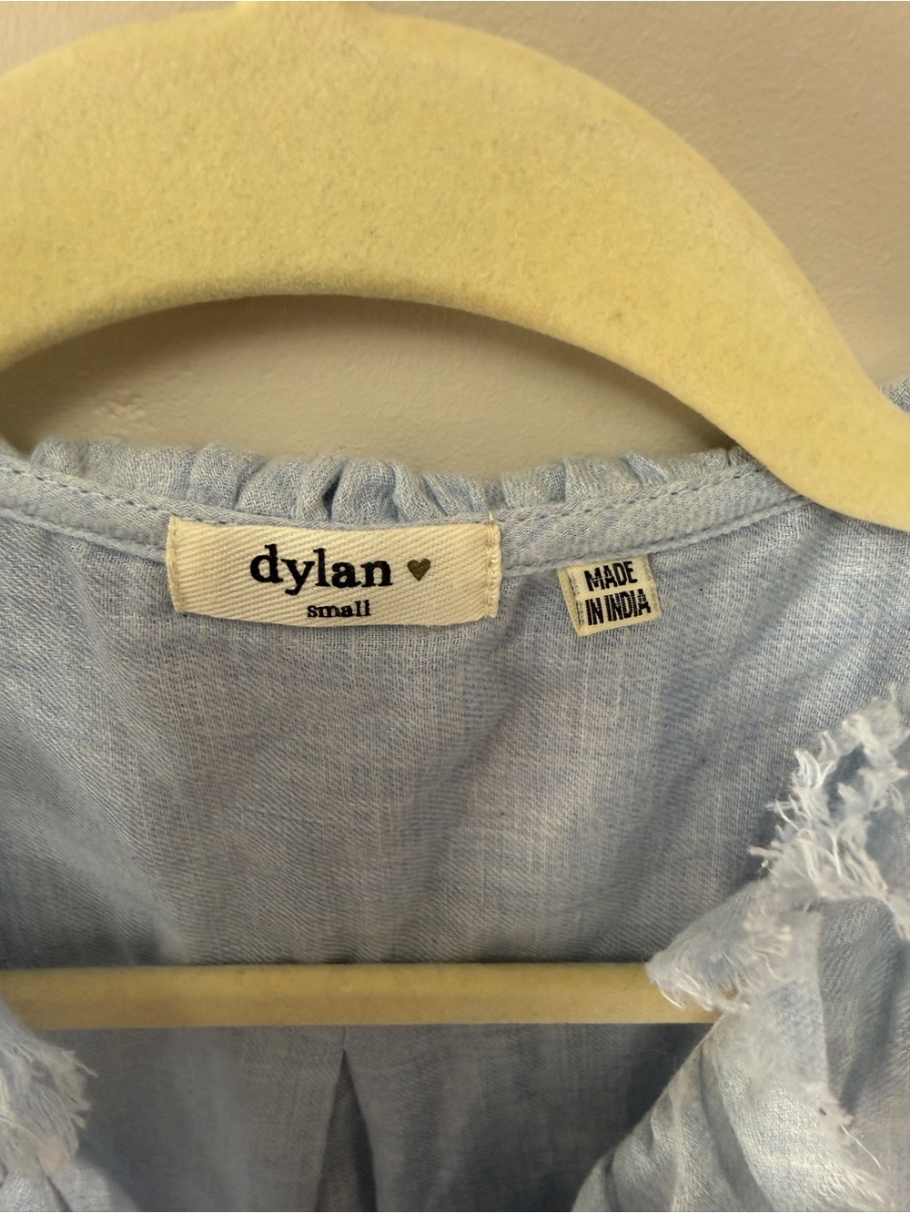Dylan Sleeveless Ruffle-Trim Chambray Top in Light Blue | Size Small - Picture 4 of 8